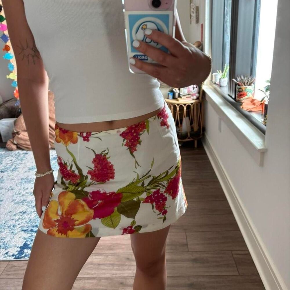 Milly hibiscus floral cotton mini skirt size 4